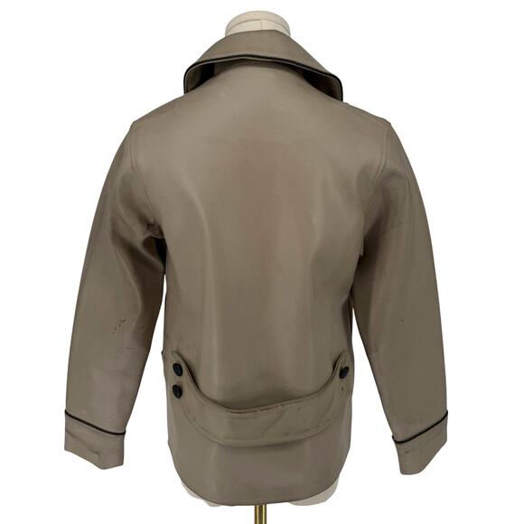 Vintage 1970s Dynahyde Faux Leather Jacket Cropped Boxy Contrast Trim Women's 10 - Picture 3 of 16